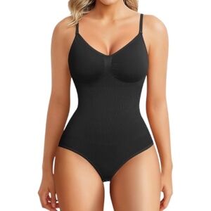 Women’s Ribbed Sculpting Thong Bodysuit Shapewear